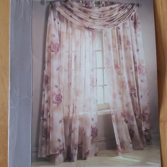 Curtains: Rose Gray Sheer Multiple Sizes - Picture 1 of 7